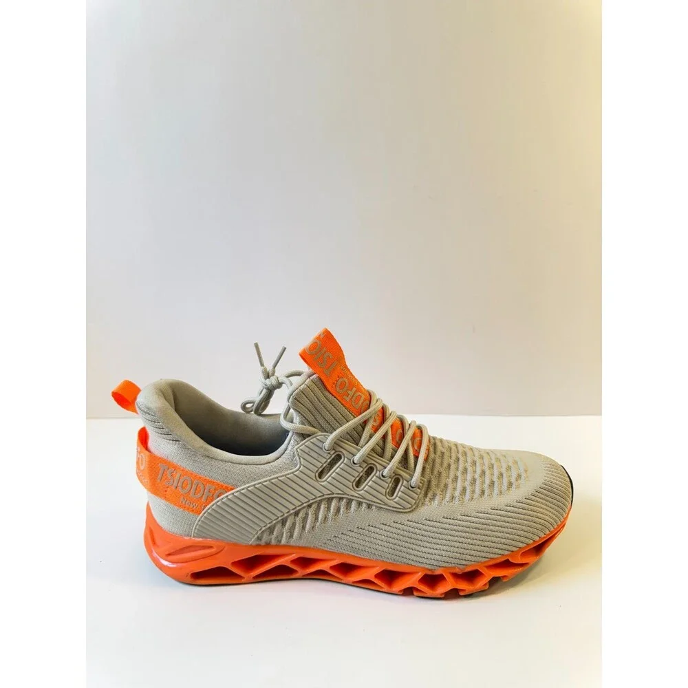 Tsiodfo Mens Running Shoes Grey Orange US 10.5 EU 44